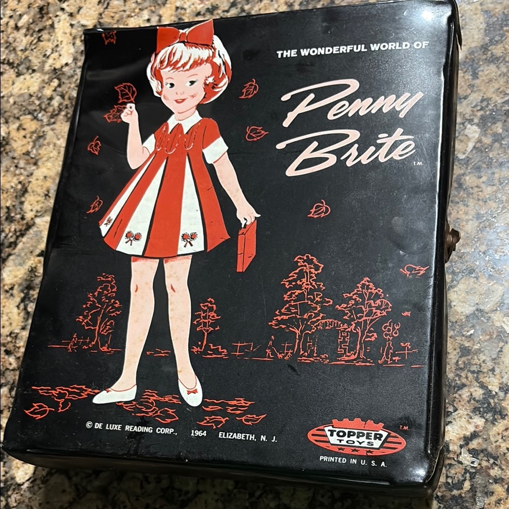 Vintage Penny Brite Doll Case by Topper Toys - Red and White